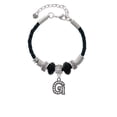 thumbnail image 2 of Delight Jewelry Black Nickeltone Crystal Initial - G - Beaded Border - Best Friend Celtic Knot Leather Bead Bracelet, 7"+2" Extender, 2 of 4