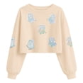 thumbnail image 3 of Tiijoy Girls Halloween Graphic Sweatshirt Long Sleeve Crew Neck Cropped Pullover, Beige, 3 of 3