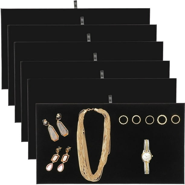 Juvale 6 Pack Black Velvet Jewelry Display Pads Tray Insert for Ring