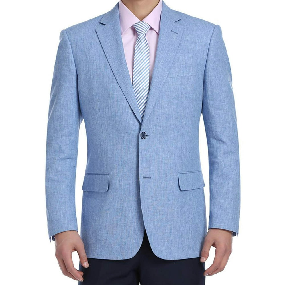 Verno Men's Summer Linen Cotton Sport Coat Classic Fit Lightweight