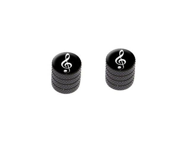 Vintage Treble Clef Music Black Bike Valve Stem Caps