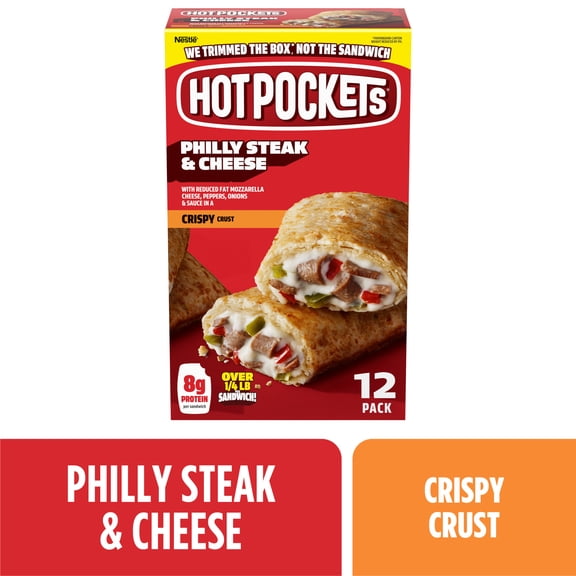 Hot Pockets Frozen Snacks Philly Steak and Cheese Seasoned Crust Sandwich, 54 oz, 12 Pack (Frozen)
