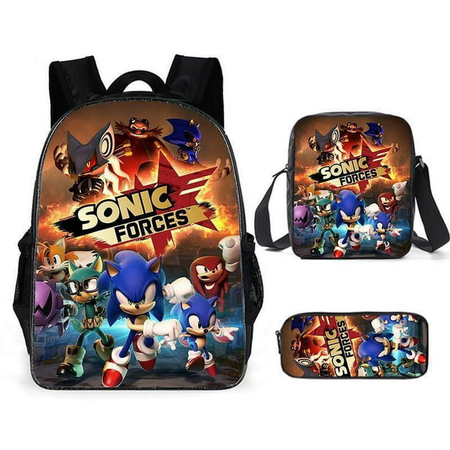 Sonic Schoolbag Three-piece Set For Primary School Students, Cartoon Backpack For Teenagers-week
