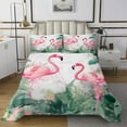 thumbnail image 1 of Erosebridal Pink Flamingo Coverlet Set Queen, Botanical Bedding Set, Watercolor Decor, 3 Pieces, 1 of 5