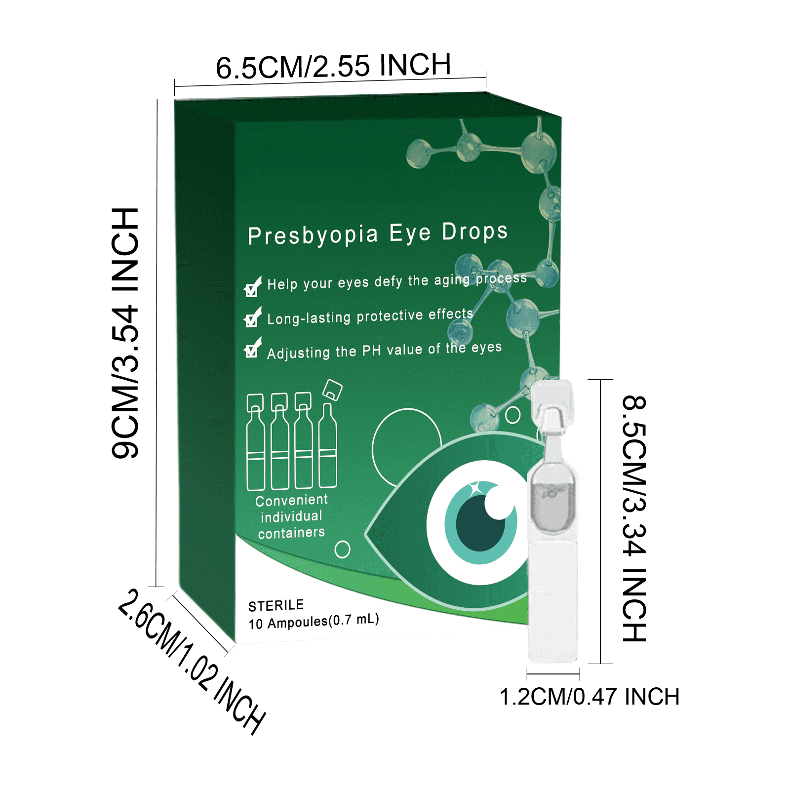 Alvantor Eye Drops for Aging Eyes, Relieve Dry Tired Eyes & Vision, 10pcs
