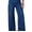 A Blue, variant on DOKOTOO Women Wide Leg Jeans High Waisted Stretch Denim Flare Pants Vintage Blue High Rise Loose Fit Raw Hem Five Pocket Jeans US Size