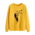 thumbnail image 4 of QAFOPEH Women Feather Birds Printing Round Neck Long Sleeve Sweatshirt Tops, 4 of 7