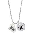 thumbnail image 1 of Delight Jewelry Silvertone Large Happy Birthday Heart Silvertone Script Initial Disc - W - Charm Necklace, 20"+3", 1 of 4