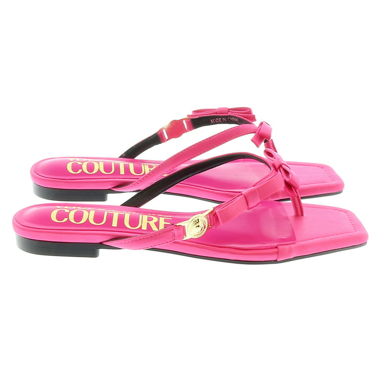 Versace Jeans Couture Hot Pink Bow Fashion Flip Flop Sandals-8 for