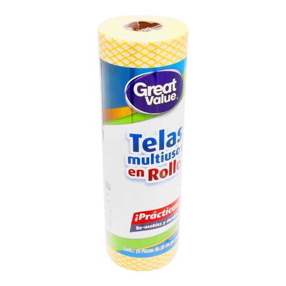 Telas multiusos Great Value en rollo 70 pzas
