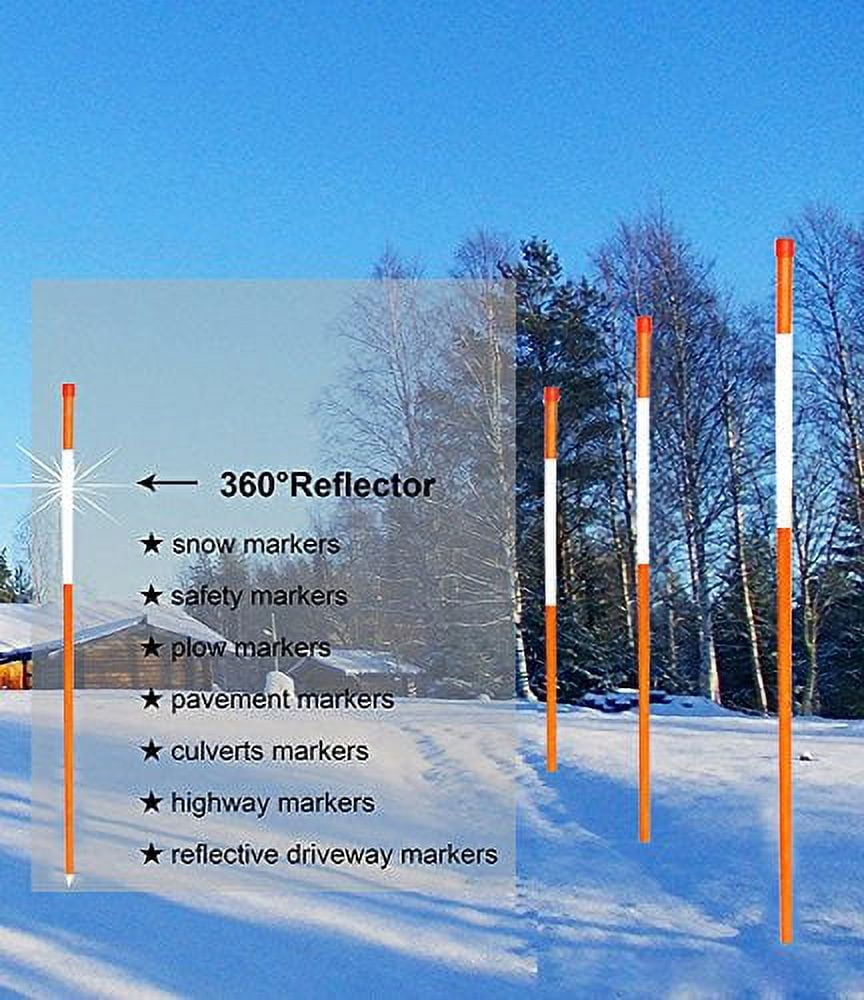 FiberMarker 36-Inch Reflective Driveway Markers Driveway Poles for Easy Visibility at Night 0.27 Inch Diameter Orange, 20 Pack