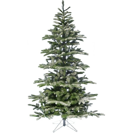 Fraser Hill Farm 6.5-Ft Nordic Frost Frosted Green Slim Christmas Tree with Metal