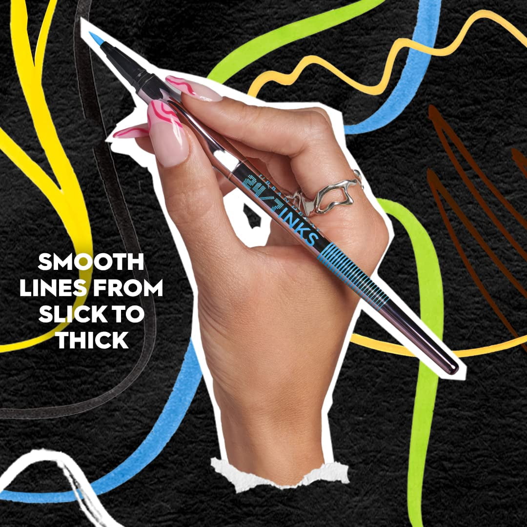URBAN DECAY 24/7 Inks Liquid Eyeliner Pen Water-Resistant, Smudge-Proof Up to 24HR Wear Ergonomic Grip Vegan & Cruelty Free Hi-Energy (Blue Shimmer, Brush Tip) Hi-Energy (blue shimmer)