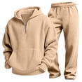 thumbnail image 3 of 2 Piece Waffle Sets for Boy Long Sleeve Quarter Zip Hooded Pullover Loose Sweatpants Boys Fall Winter Lounge Outfits, 3 of 10
