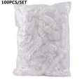 thumbnail image 1 of 100 Pcs Bonnet de Douche en Plastique Jetable Coloré Sac de Conservation des Aliments Élastique pour Hôtel 100 Pcs-Blanc, 1 of 6