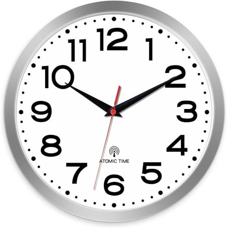 Wall Clock 10 Inch, Modern Clock Battery Operated Classic Analog Decorative for Kitchen, Living Room, Office, Bedroom, Bathroom (Silver)