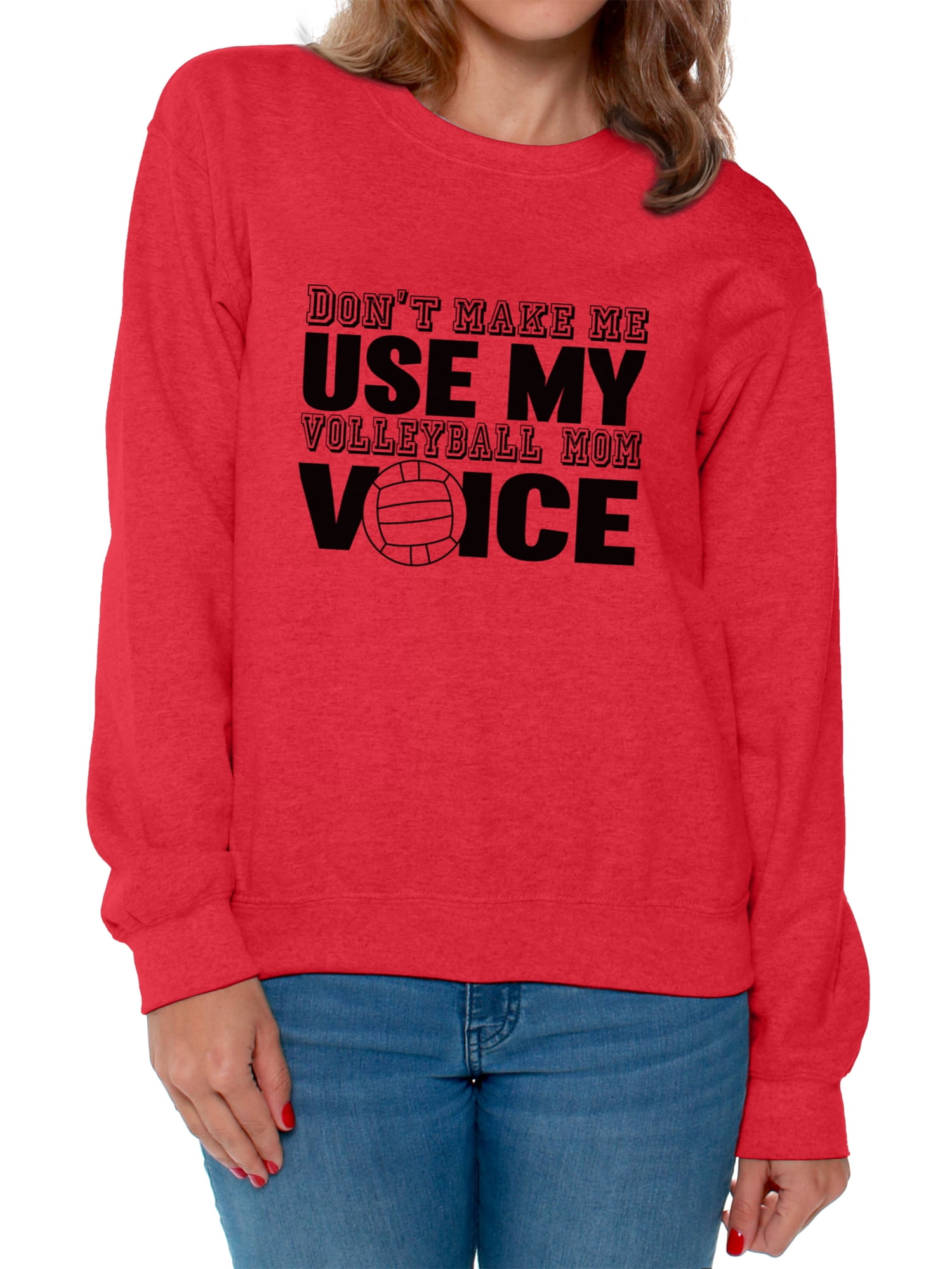 Awkward Styles Womens Dont Make Me Use My Volleyball Mom Voice Graphic Off Shoulder Tops Oversized Sweatshirt Black 