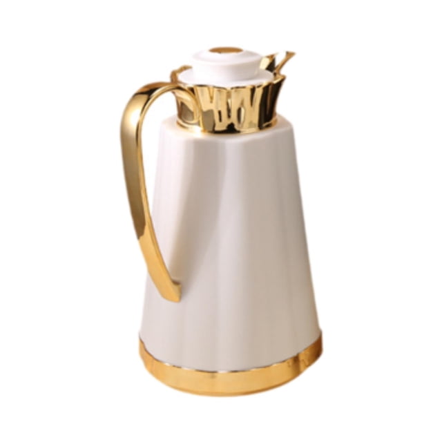 Cafetera, tetera y recipiente interior de vidrio con aislamiento térmico árabe. Oro blanco