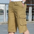 thumbnail image 2 of IYTR Men's Cargo Shorts Casual Solid Color Straight Shorts Summer Loose Multi-Pockets Pants Yellow XL, 2 of 6