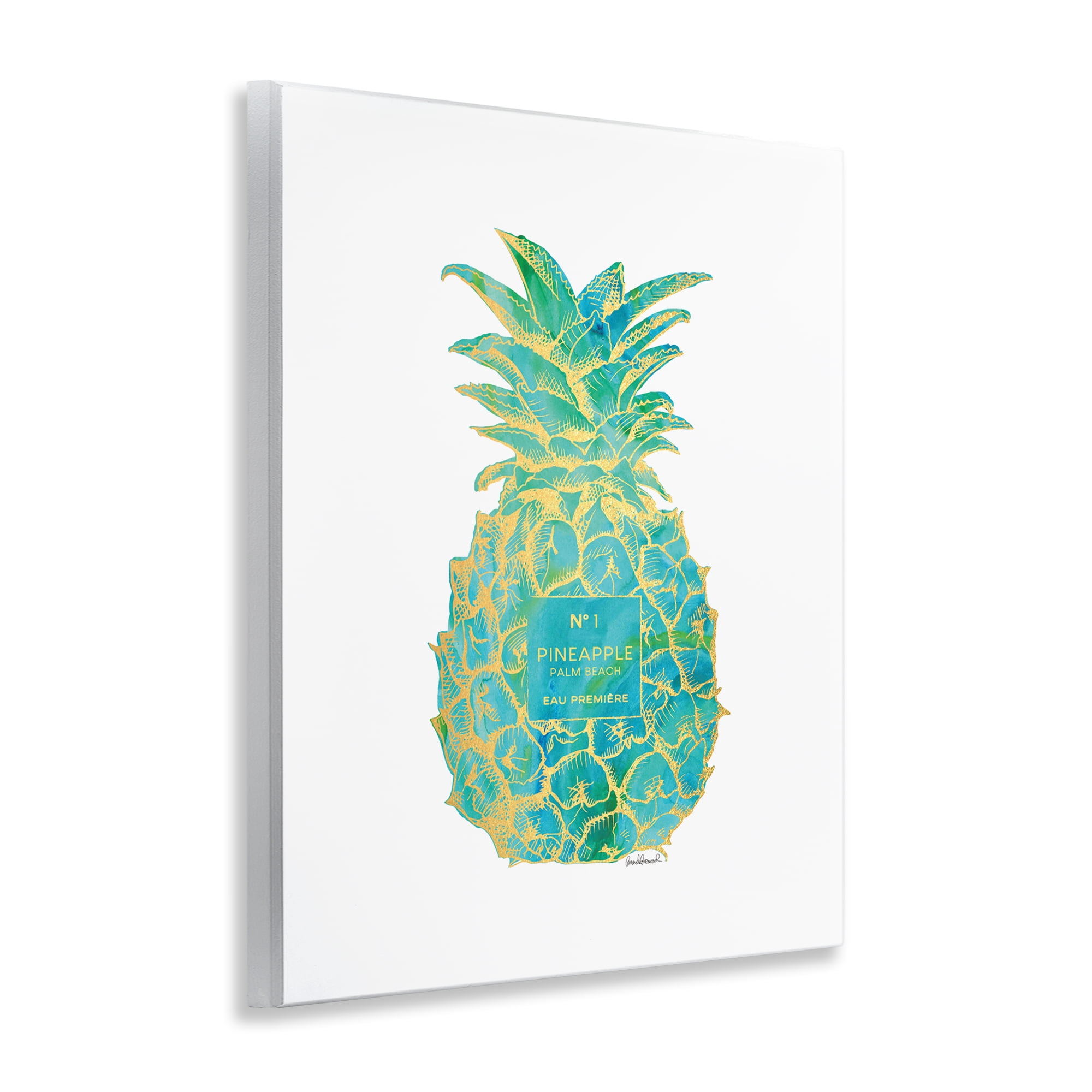 Stupell Industries Glam & Green Pineapple Food & Beverage Painting Unframed Art Print Wall Art, 11 x 14