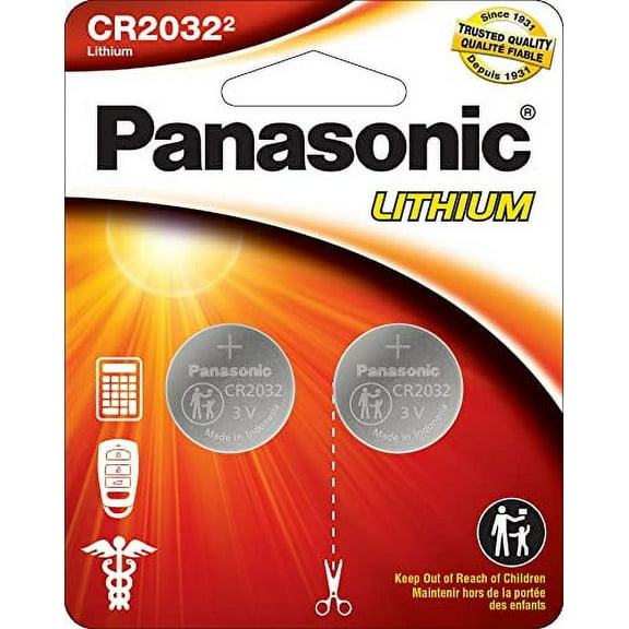 Panasonic CR2032 3.0 Volt Long Lasting Lithium Coin Cell Batteries in Child Resistant, Standards Based Packaging, 2-Battery Pack