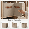 thumbnail image 4 of GRANNY SAYS Cube Storage Bins with Leather Handles, 11 Inch Collapsible Fabric Storage Bins for Closet Organization, Clothing Storage Bins for Shelves, 6-Pack, Khai, 4 of 7