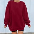 thumbnail image 2 of BLVB Womens Oversized Sweatshirts Crew Neck Solid Color Pullover Sweaters Casual Comfy Fall Fashion Outfits Clothes 2024 Wine, 2 of 6