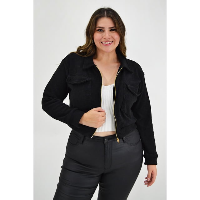 Chamarra corta Roman Fashion /Tallas Extras, 18048 (Negro) negro 40 Roman Fashion CH-GR-18048-NEGRO