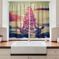 thumbnail image 2 of Ambesonne Yoga Kitchen Curtains, Woman Calm Sunset Beach, 55"x39", Multicolor, 2 of 3