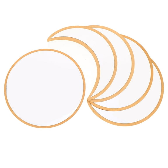 Worgeous 5pcs Decorative Moon Phase Wall Mirror Nordic Style Wooden Acrylic Mirror for Bedroom Living Room Wall-Mounted Acrylic Decor