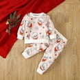 thumbnail image 2 of Mercatoo Baby Boy Girl Winter Clothes Santa Printed Crewneck Sweatshirts Sweatpants 2Pcs Set Toddler Christmas Outfits, 2 of 9