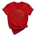 thumbnail image 5 of Cathalem Womens Tshirts Ribbed Knit Slim Fit T Shirts 2024 Summer Casual Basic Solid Tee Top,Red XXL, 5 of 5