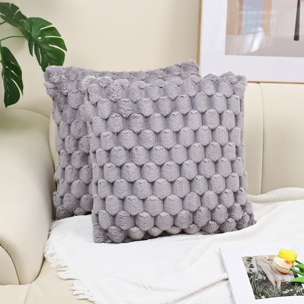 Nvzi Funda de almohada de color sólido, estilo simple, proceso de terciopelo, sin núcleo de almohada, funda de almohada de 17,7 x 17,7 pulgadas (gris)