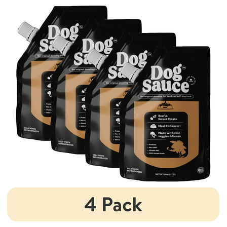 (4 pack) DogSauce Beef Bone Broth and Sweet Potato Meal Topper for Dogs, 8 oz
