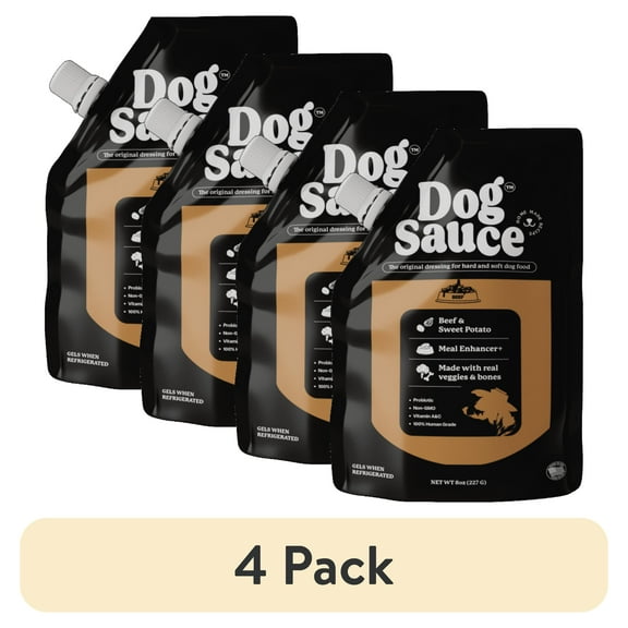 (4 pack) DogSauce Beef Bone Broth and Sweet Potato Meal Topper for Dogs, 8 oz