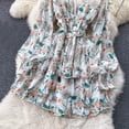 thumbnail image 2 of YM YOUMU Women Summer Deep V Neck Ruffle Long Puff Sleeve Floral Mini Dress, 2 of 4