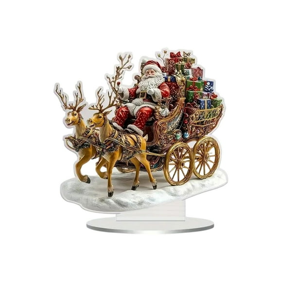 Fasiaou Christmas Table Centerpieces,2D Christmas Signs - with Stand Acrylic Santa Claus Elk Tree Sled Ornament for Living Room Bedside Home Studio Restaurant Workplace Bookshelf(D)