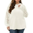 thumbnail image 2 of Womens Long Sleeve Round Neck Shirts Basic Tee Fall Tops Outfits Clothes Plus Size Beige M, 2 of 7