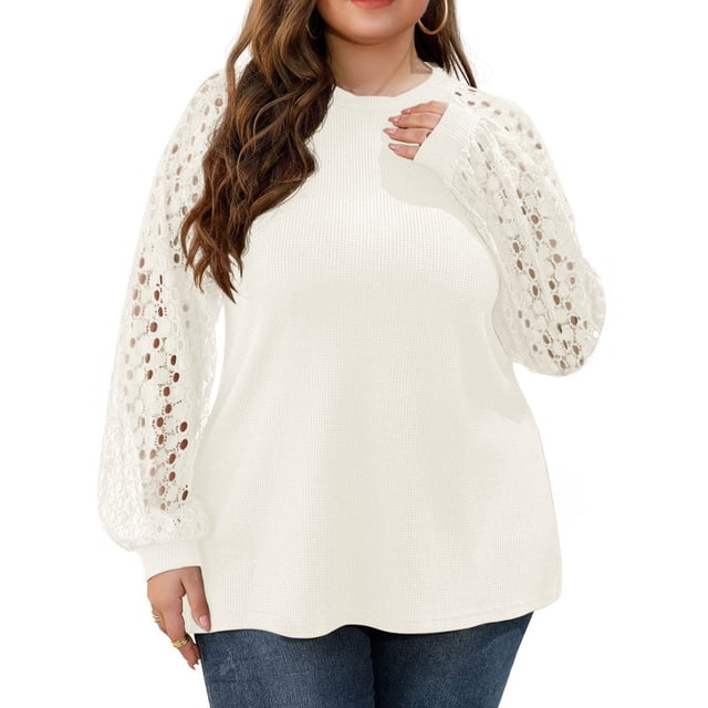 Babysbule T-Shirt à Manches Longues pour Femmes Grande Taille Col Rond Décontracté Coupe Ample Chandail Confortable pour Usage Quotidien à la Maison