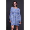 thumbnail image 2 of Bimba Blue Mignon Dahlia & Rose Floral Button Down Midi Dress Women Tunic Long Sleeve Smocked Top-XX-Large, 2 of 7
