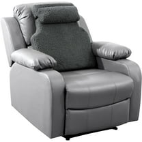 Sherpa Fleece Lumbar Support Pillow with Headrest for Recliner,Memory Foam Recliner Chair Cushion for Back Pain,Big High Back Support for Recliner with Chair Headrest for Elderly (Grey)