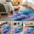 thumbnail image 5 of Round Rugs 5Ft, Blue Purple Marble Round Area Rug Washable Indoor Throw Carpet, Modern Teal Gold Geometric Soft Non Slip Circle Rug for Cabinet Bathroom Home Decor Aesthetic, 5 of 8
