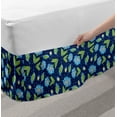 thumbnail image 2 of Flower Bed Skirt, Floral Burgeoning in Vibrant Colors, Elastic Bedskirt Dust Ruffle Wrap Around for Bedding Decor, 4 Sizes, Night Blue Lime Green, by Ambesonne, 2 of 2