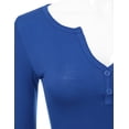 thumbnail image 2 of Doublju Women's Long Sleeve Basic Henley Deep V-Neck Button Placket T-Shirt, 2 of 4
