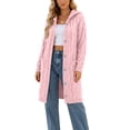 thumbnail image 2 of JUUNthy Womens Cable Knit Cardigan, Hooded Button Front Long Sleeve Casual Fall Winter Sweater Coat Red M, 2 of 14