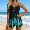 thumbnail image 2 of Levmjia Women's Tankini Swimsuit drawstring split High Waisted Floral printed With Chest Cushion Bra No Steel Support loose Beach Vacation Summer Swimwear, 2 of 7