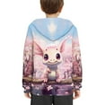 thumbnail image 4 of Xoenoiee Axolotl Cherry Blossom Pattern Girls Hoodies Pullover Hoodies Long Sleeve Sweatshirt Hooded Sweater for Kids Cosy Playwear with Kangaroo Pocket Activewear, S, 4 of 7
