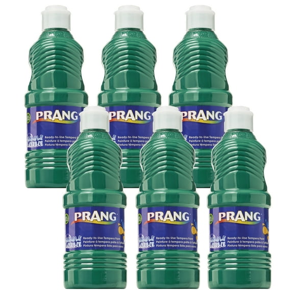 Prang Washable Tempera Paint, Green, 16 oz, Pack of 6