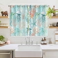 thumbnail image 2 of Teal Red Coastal Jellyfish Kitchen Curtains Window Panels, Summer Nautical Beach Coral Starfish Insulated Window Treatment Curtain, Grommet Curtains for Bedroom/Living Room, 2 Piece 52"Wx72"L, 2 of 8