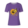 thumbnail image 4 of HAPIMO Women' Plus Size Casual Loose Flower Graphic Bsaic Tees Elegant Blouses Summer Tops for Women Fashion Clothes Crew Neck Tees Dressy Tunic Purple L, 4 of 4